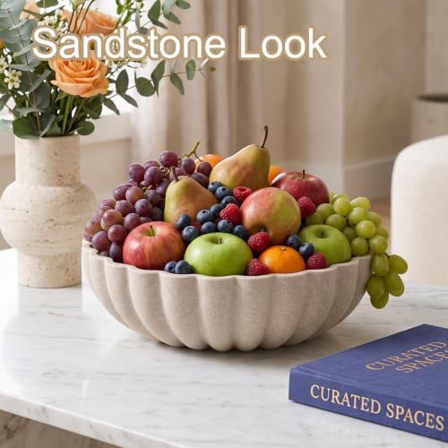 Large Decorative Fruit Bowl, Snack Candy Bowl, Flower Beige - Image 2