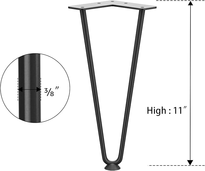 SMARTSTANDARD 11 Inch Heavy Duty Hairpin Furniture Legs, Metal Home DIY Projects - Image 8