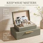 Decorative Storage Boxes with Lids - Set of 2 PU Leather Organizer Bins - Image 3
