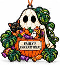 Halloween Tree Ornaments, Personalized Ghost Black Cat Candy Acrylic Decor by Unknown