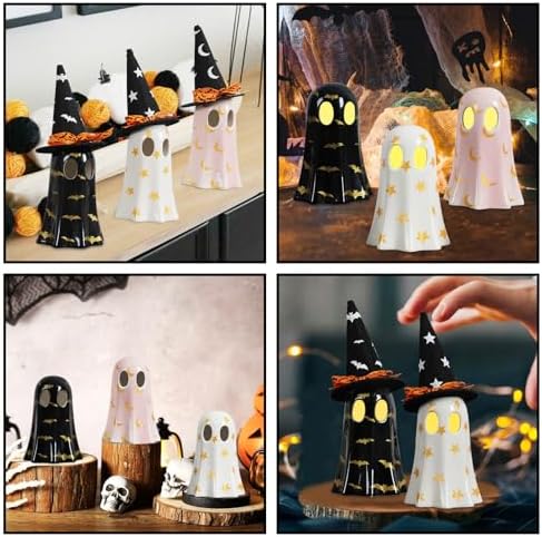 DAZONGE Set of 3 Halloween Ceramic Ghost Halloween Decorations Indoor - Image 6