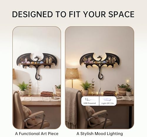 Dragon Decor with LED, Dragon Wall Shelf, Dragon Night Light, Dragon Gift - Image 3