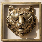 Newinhome Animal Heads Wall Decor (Includes Metal Frame) Resin Animals Sculptures Head Wall Hanging Decoration Gold vintage Wall Sculpture for Living Room Bedroom Office(Tiger) - Image 2