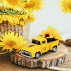 Sunflower Vintage Metal Truck Mini Metal Farm Truck Decor with Sunflower Bouquet Farmhouse Rustic Pickup Tiered Tray Decor for Home Kitchen Shelf Table Decor Yellow - Image 7