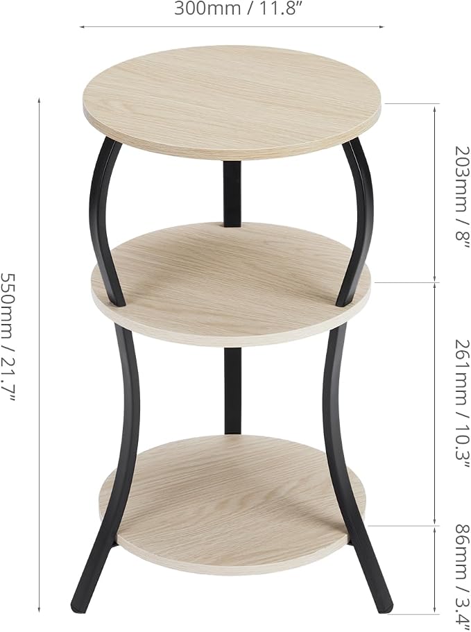Vintage Small Round Side Table, 3-Tier Slim Waist Circular End Table - Image 3
