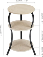 Vintage Small Round Side Table, 3-Tier Slim Waist Circular End Table - Image 3