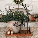 Christmas Decorations - Set of 2 Sculpted Black Metal Reindeer Statues - Image 3