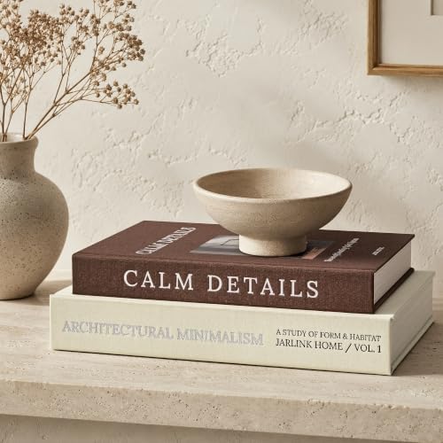 JARLINK Aesthetic Decorative Books, Set of 2 Linen Faux Book Boxes, Beige by JARLINK