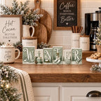 Winter Tabletop Decor, Sage Green Wooden Sign for Shelf, Mantel & Home - Image 5