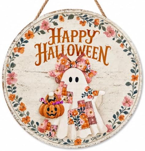 Halloween Decoration for Front Door, Halloween Welcome Wooden Hanging Sign by Catta