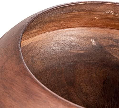 Bloomingville Modern Round Wood Bowl, Walnut Finish - Image 4
