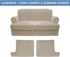CUCRAF T Cushion Sofa Cover 3 Piece Loveseat Slipcovers, Soft Thick Velvet - Image 5