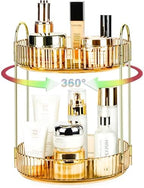 360 Rotating Makeup Organizer - Large Capacity Spinning Perfume & Cosmetic Skincare Holder for Vanity & Countertop (Vibrant Orange, 2 Tier) by Niluks