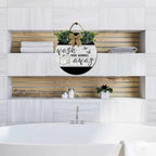 Bathroom Decor Wall Art Rustic Round Wooden Wreath Sign - Image 5