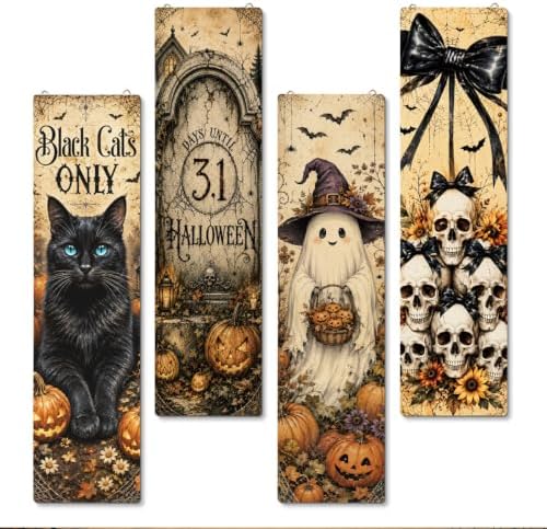 Nostalgic Halloween Sign,Ghost Skeleton Hanging Signs,Entryway Decor Wall by SUSZDOU