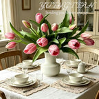 14 Pcs Real Touch Tulips Artificial Flowers Latex Stems Purple - Image 4