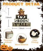 Putuo Decor Halloween Highland Cow Table Decor, Wooden Boo Yall Shelf Sign - Image 2