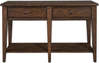 MAKLAINE Wood Transitional Sofa Table, Dark Brown Oak Finish, Poplar Solids and - Image 3