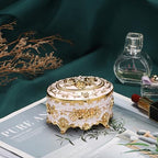 Hipiwe Vintage Metal Jewelry Box - Oval Trinket Organizer Ring Box Case - Image 3