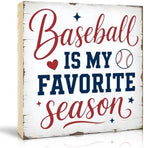 TOUNER Baseball Is My Favorite Season Wooden Box Sign Funny Game Day Decor by TOUNER