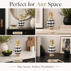 8.3" Black and White Checkered Pineapple Decor for Home Shelf Desk - Image 5