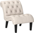 Mid Century Modern Accent Chair, Button Tufted Armless Lounge Chair, - Image 4