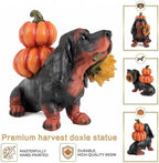 Fall Dachshund Pumpkin Dog Figurine Decor, Thanksgiving Dog Statue - Image 3