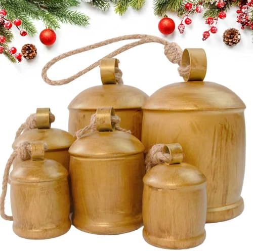 Rowfad Decorative Cow Bells, Christmas Bells, Set of 6 by RowfadFlora