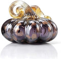 Purple Blown Glass Pumpkin Art Glass Fall Decor Pumpkin Thanksgiving Table by HDHYALINEDORA