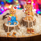 Dazzle Bright Christmas Figurines, Set of 2 Resin Gingerbread Man Sitters with Dangling Legs, Xmas Table Fireplace Shelf Sitters Decorations Sitting Figurines Ornament for Indoor Home Decor - Image 6