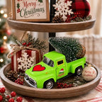 Christmas Green Truck Decor, 4.9 Inch Vintage Metal Pickup Truck with Christmas Tree, Mini Farmhouse Holiday Tabletop Decoration for Tiered Tray, Kitchen, Living Room and Christmas Centerpiece - Image 5