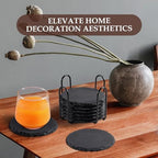 Slate Coasters Set of 8 with Metal Holder, Modern Stone Coasters for Drinks - Image 5