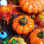 Blown Glass Pumpkin Figurine Orange Crystal Harvest Fall Thanksgiving Decor - Image 5