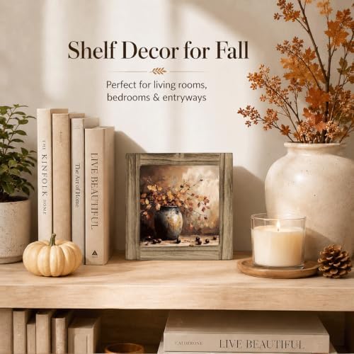 Fall Home Decor Wood Plaque Sign, Autumn Leaves Vase Art for Desk Shelf 01 - Image 4
