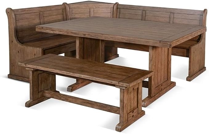 Pemberly Row 75" x 56" Farmhouse Wood Breakfast Nook Set - Image 3