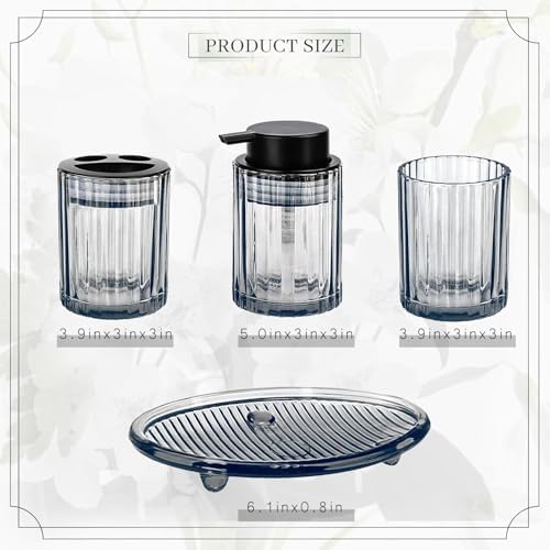 CERBIOR Bathroom Accessories Set, 4 PCS Glass Bathroom Set,Black Grey - Image 2