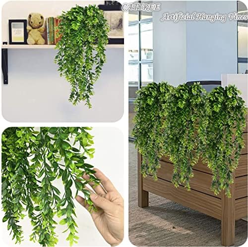 Artificial Hanging Vine, Faux Plastic Leaves Ivy Plants Fake Greenery Plant UV Resistant Vines Decor for Bedroom Indoor Outdoor Home Kitchen Garden Office Wall Wedding Christmas Decoration 2 Pack - Image 6