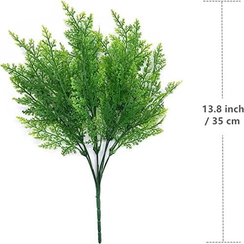 CATTREE Artificial Fern Shrubs, Plastic Boston Leaves Bushes Green Grass Fake Plants for Indoor Outdoor Garden Verandah Kitchen Office Party Table Centerpieces Wedding Christmas Decoration - 4 Pack - Image 5