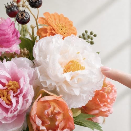 Fall Flower Arrangements with Vase Artificial Peony Home Decor - Image 3