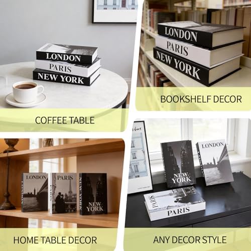 3 PCS Faux Decorative Books for Home Decor-Coffee Table Books Decor-Aesthetic Fake/Faux Books for Decoration,libros Decoration for Coffee Table, Shelf Accessories (3-Paris London Newyork kiss) - Image 7