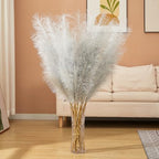 7 Pcs Faux Pampas Grass-45 Inches/3.75ft Large Boho Decor Fluffy Artificial Pompas Grass Décor Tall Vase Filler for Home Wedding Decoration (Silver, 7) - Image 3