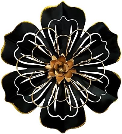 Metal Flower Wall Art Decor, 8.3" Rustic Modern Floral Sculpture, Distressed Iron Wall Hanging Home Decoration Accent Artworks for Indoor Kitchen Bedroom Living Room Office Outdoor Garden Patio - 06 by Picfarce