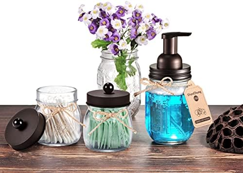 SheeChung 4 Pack Glass Mason Jar Qtip Holder, Bronze Stainless Steel Lids - Image 6