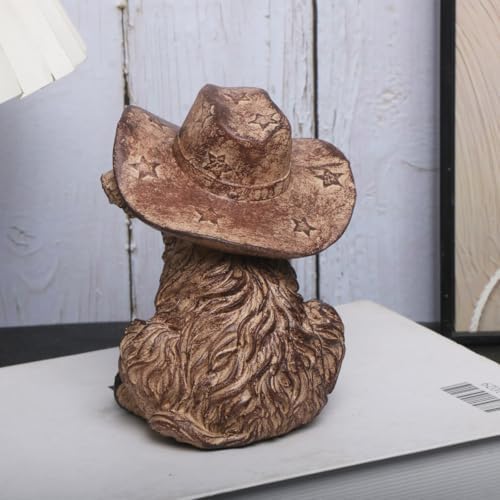 Vintage Western Cowboy Animal Figurine - Resin Decorative Statue with Star-Embellished Hat, Rustic Home Décor Accent for Shelf/Table, Collectible Gift for Western Enthusiasts (NIUZAI) - Image 3
