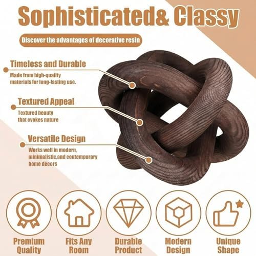 Yalikop 3 Link Wood Knot Decor Rustic Table Shelf Accents, Black Walnut - Image 3