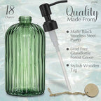 JASAI 18Oz Green Glass Soap Dispenser with Black Rust Proof Pump - Image 2
