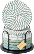 Lazebox Coasters Set of 8 for Drinks, 4 Inch Large Coasters for Coffee Table, Tabletop Protection for Hot & Cold Drinks, Versatile Coasters for Home Decor, Non-Slip & Easy to Clean, Mint Green by Lazebox