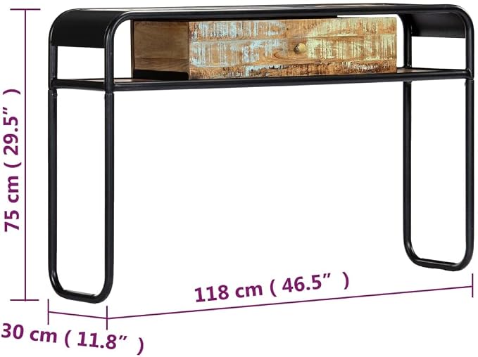 Console Table 46.5"x11.8"x29.5" Solid Reclaimed Wood End Table End Tables - Image 2