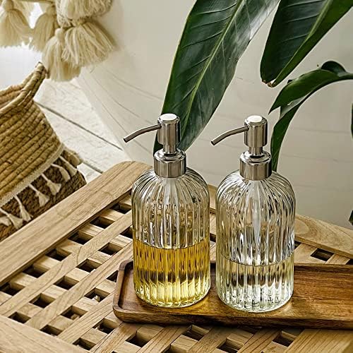 JASAI 2PACK 18 Oz Glass Soap Dispenser with Rust Proof Stainless Steel Pump - Image 4
