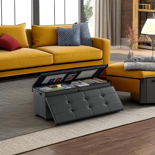 DocSafe Storage Ottoman Bench, Fireproof＆Waterproof Folding Bench - Image 2